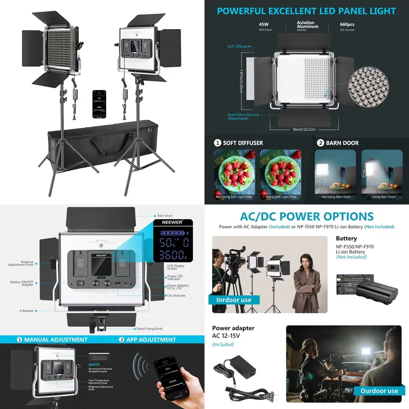 Photography Lighting Kit Neewer - Kit Pencahayaan Fotografi Video 3200K-5600K CRI