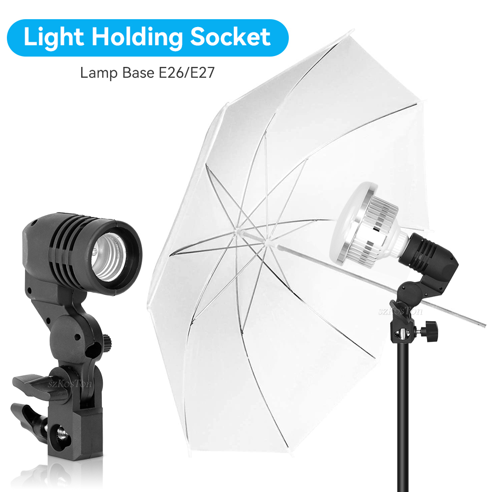 Photography Lighting With Umbrella - Dudukan bohlam kepala tunggal, 2 buah/1