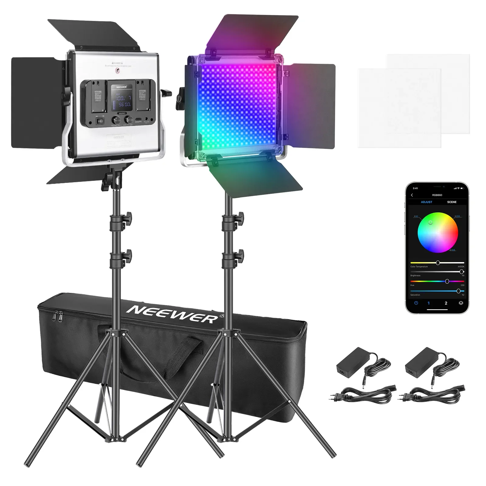 Photography Lighting Kit Neewer - Neewer 2 Paket Lampu LED RGB