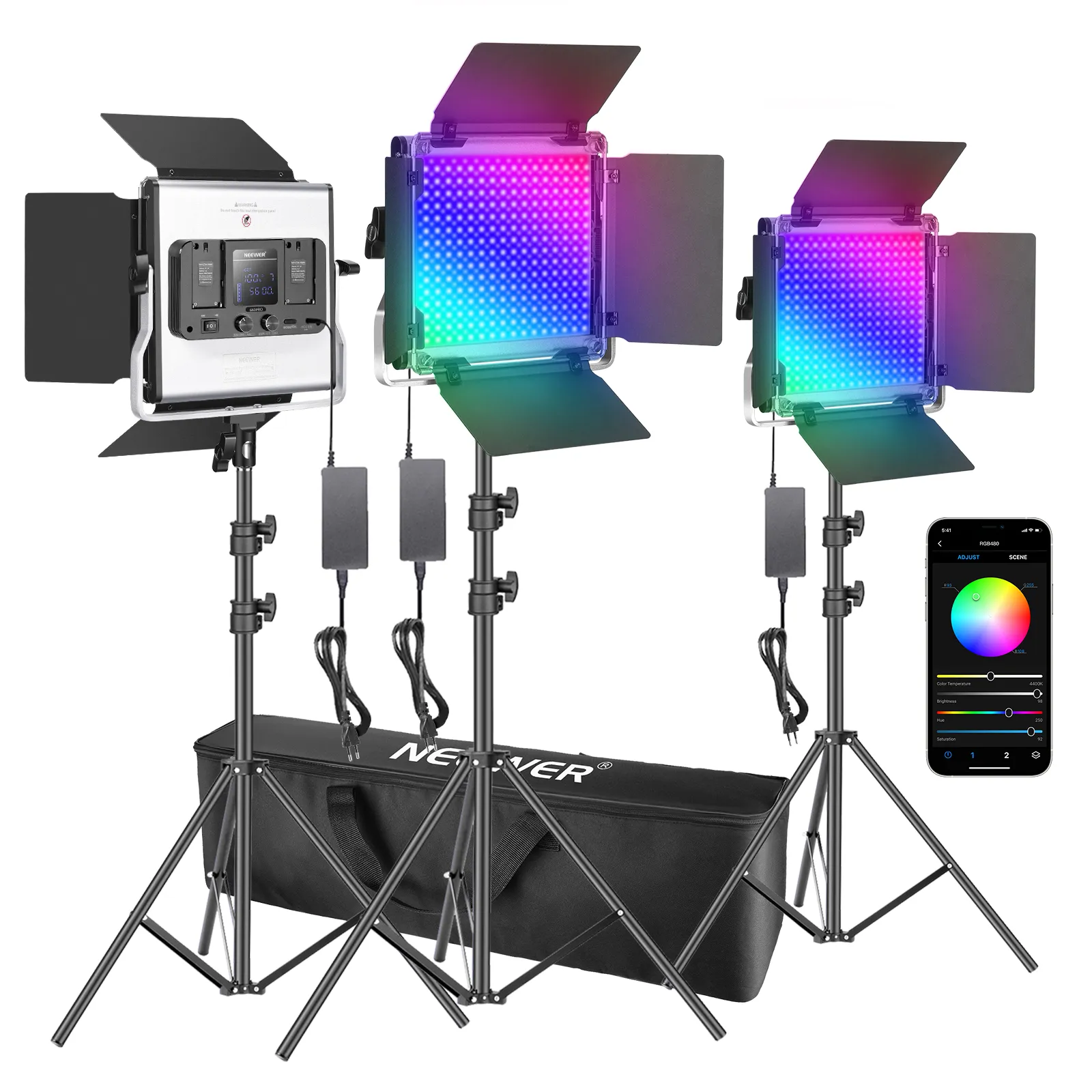 Photography Lighting Kit Neewer - Neewer 3 Paket Lampu LED RGB