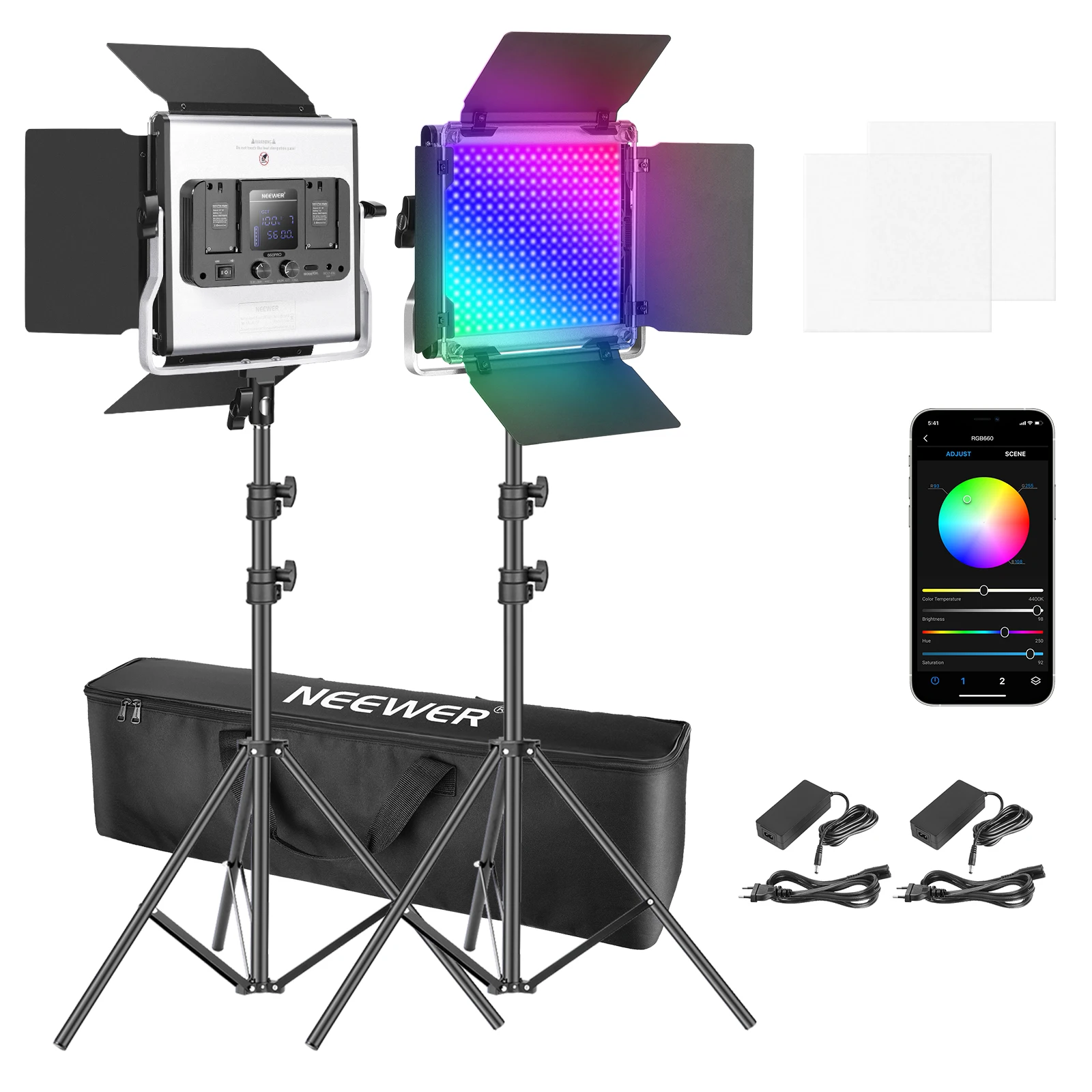 Lampu LED RGB Neewer 660 Denga - Photography Lighting Kit Neewer ulasan dan harga