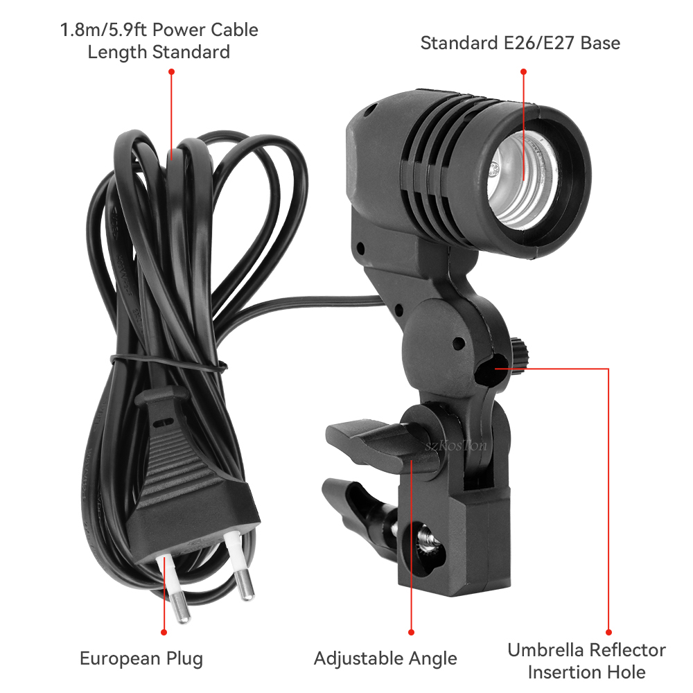 Pemegang bohlam kepala tunggal - Photography Video Lighting Kit ulasan dan harga