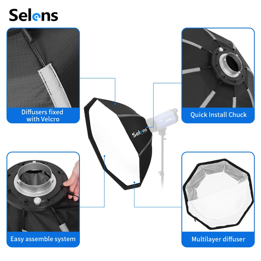 Selens 82/105cm Payung Softbox - Photography Umbrella Lighting Setup ulasan dan harga