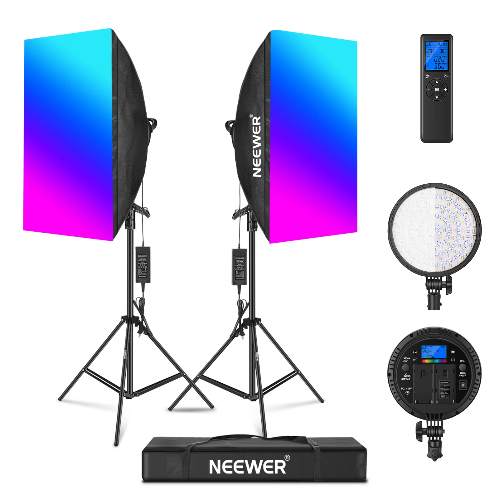 Kit Pencahayaan LED RGB Neewer - Photography Lighting Kit Neewer ulasan dan harga