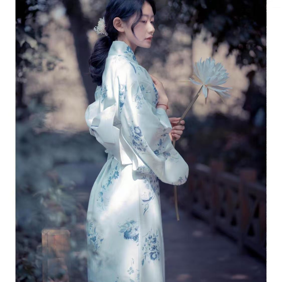 Kimono Biru Muda Pakaian Tradi - Photography Lighting For Clothing ulasan dan harga