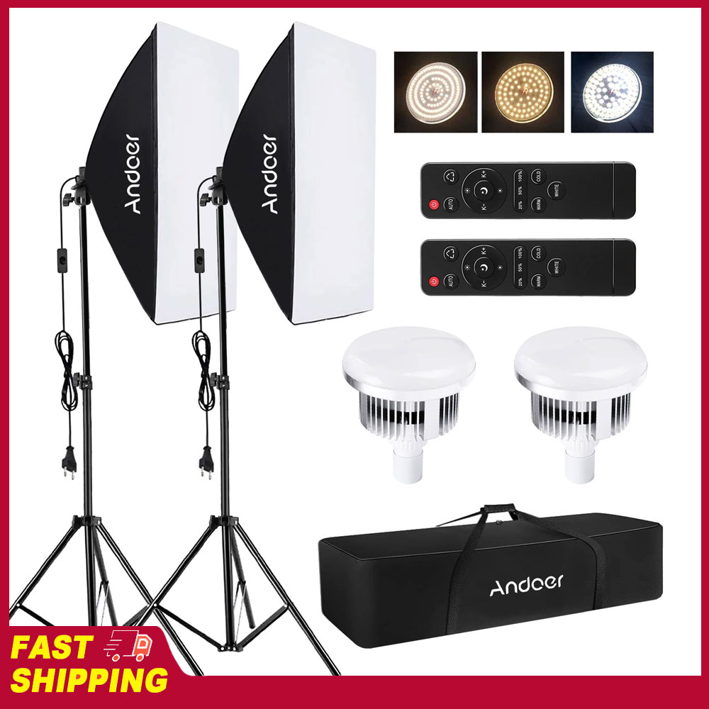 Set Pencahayaan Softbox Andoer - Photography Video Lighting Kit ulasan dan harga