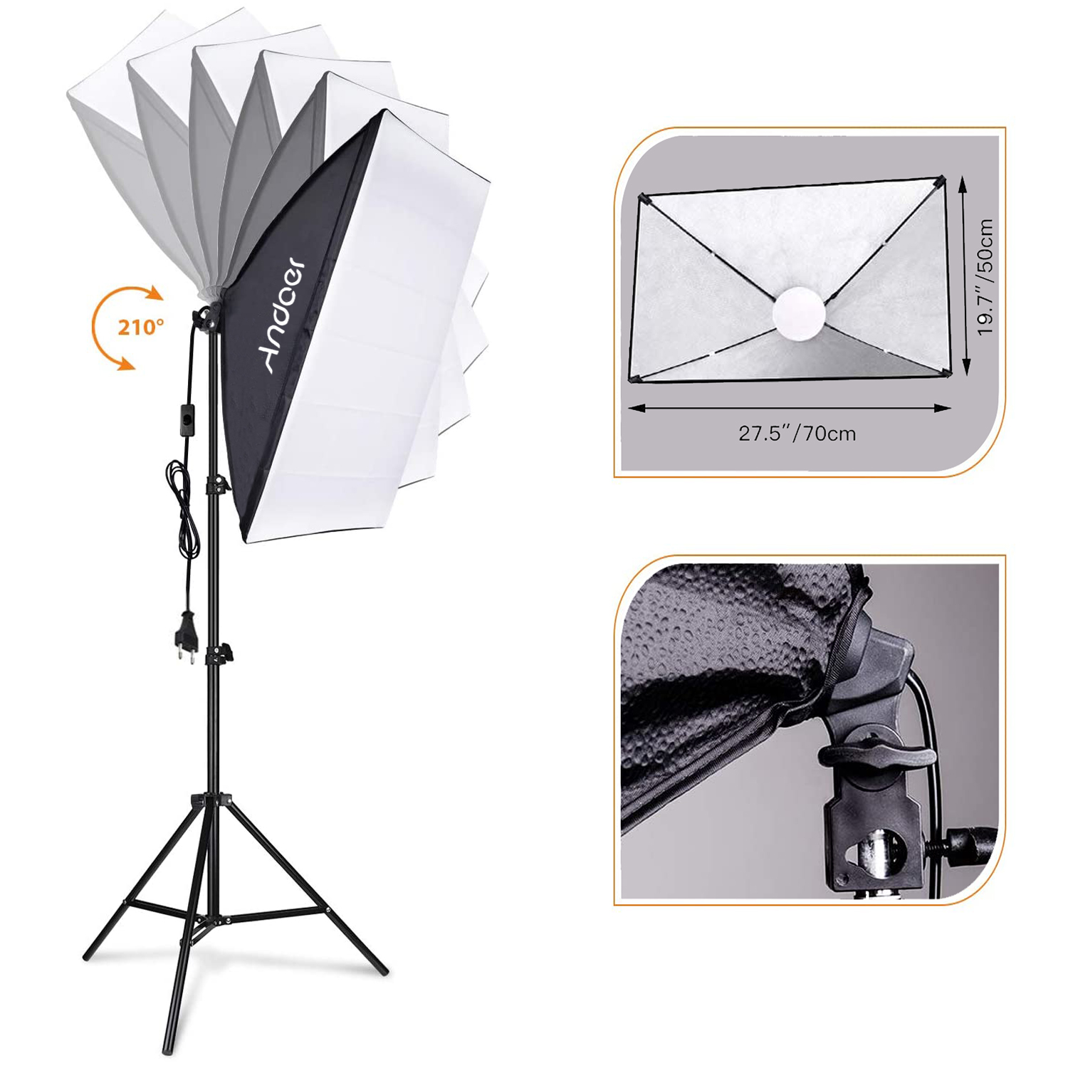 Set Pencahayaan Softbox Andoer - Photography Video Lighting Kit ulasan dan harga